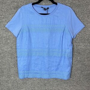 NEW $160 Weekend MaxMara Gessy Blue Textured T Shirt Top Womens L